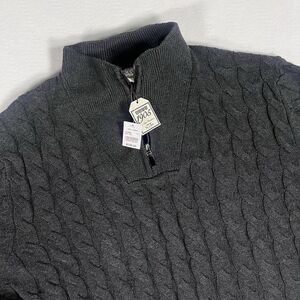 Jos. A. Bank 1905 XXL Gray Cable Knit Sweater 1/4 Zip 100% Cotton Pullover NWT